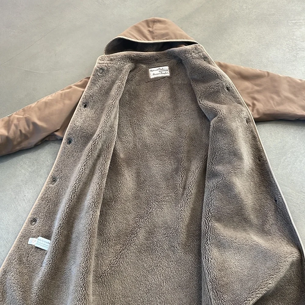 Women's Tan Coat with White Trim - Picture 6 of 7